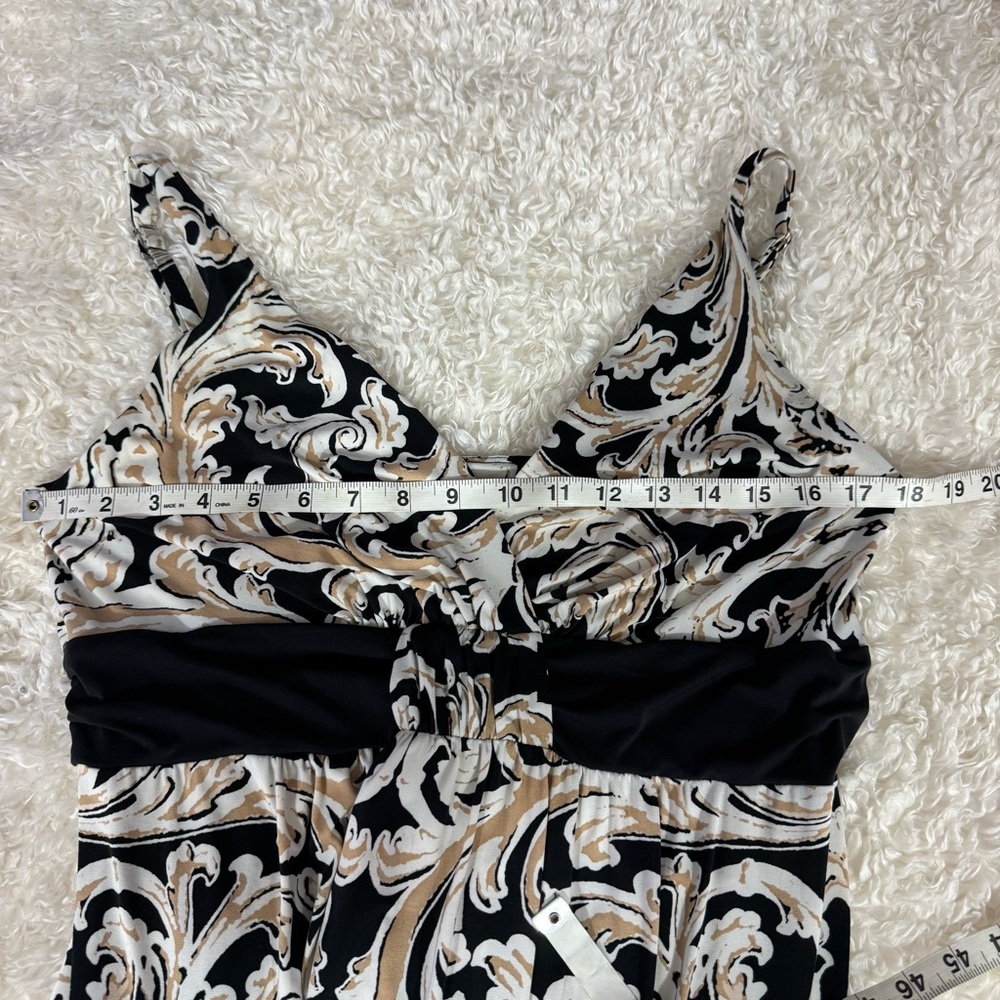 Soma Black Beige White Floral Sleeveless Maxi Dress Women Size Large - Picture 5 of 9